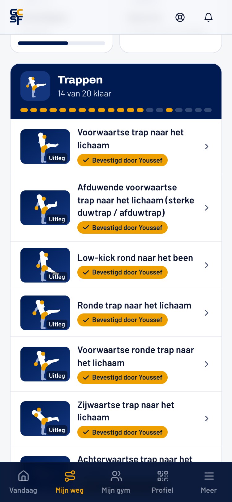 De GCSF-app: trappen, bevestigd door je leraar