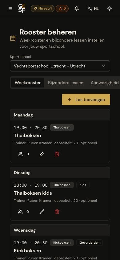 Rooster beheren in de GCSF-app