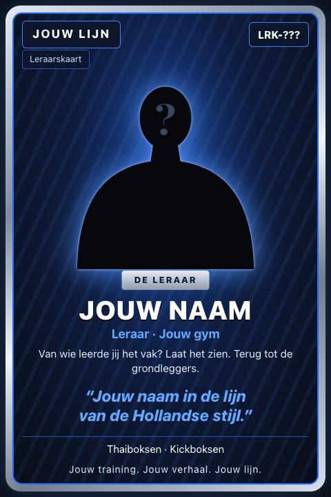 Jouw leraarskaart: silhouet met jouw naam en jouw lijn